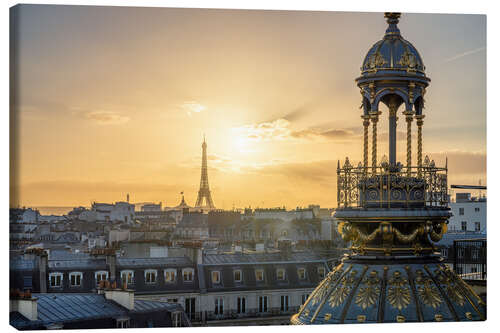 Canvas print Sunset over Paris with a view of the Eiffel Tower