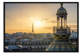 Gerahmter Kunstdruck Sonnenuntergang über Paris mit Blick auf den Eiffelturm