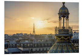 Foam board print Sunset over Paris with a view of the Eiffel Tower