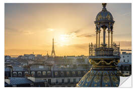 Wall sticker Sunset over Paris with a view of the Eiffel Tower