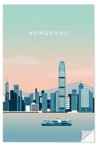 Selvklæbende plakat Hong Kong illustration