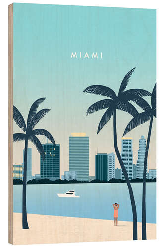 Tableau en bois Miami Illustration