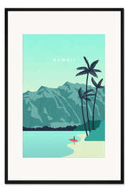 Gerahmter Kunstdruck Hawaii Illustration