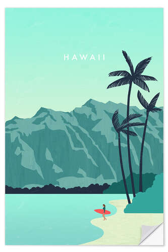 Selvklæbende plakat Hawaii Illustration