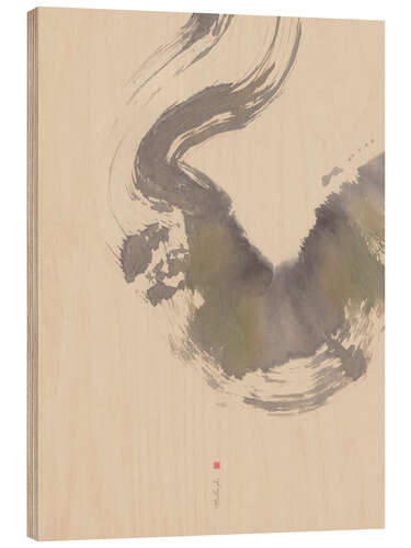 Wood print Japandi - Green Wave