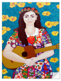 Sticker mural Violeta Parra singing the jardinera