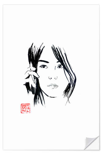 Wall sticker Chinese woman phoning