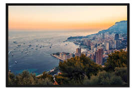 Gerahmter Kunstdruck Monaco am Abend