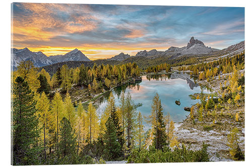 Acrylglasbild Federa-See in den Dolomiten