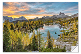 Självhäftande poster Federa lake in the Dolomiten