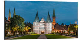 Tableau en aluminium Holsten Gate in Lübeck at night