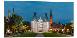 Foam board print Holsten Gate in Lübeck at night