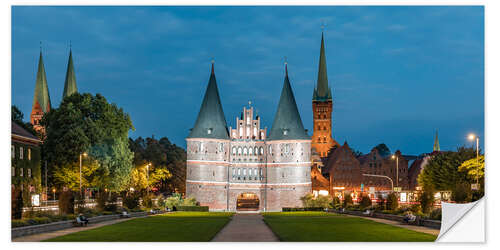 Wall sticker Holsten Gate in Lübeck at night