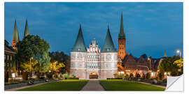 Wandsticker Holstentor in Lübeck bei Nacht