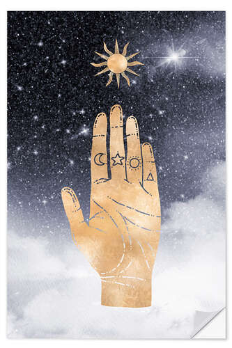 Muursticker Hand and sun