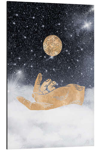 Aluminium print Hand catches the world