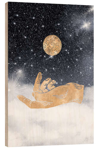 Quadro de madeira Hand catches the world