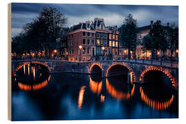 Wood print Amsterdam Lights