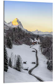 Alubild Wintermorgen in Wamberg bei Garmisch-Partenkirchen