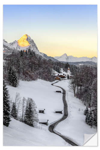 Wall sticker Winter morning in Wamberg near Garmisch-Partenkirchen