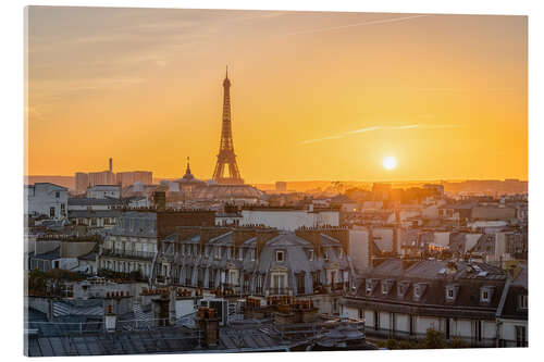 Acrylglasbild Skyline von Paris bei Sonnenuntergang