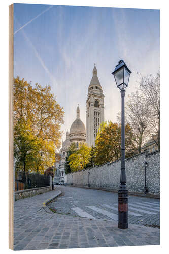 Wood print Sacré-Coeur de Montmartre Basilica in Autumn, Paris