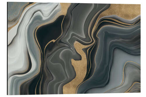 Cuadro de aluminio Marbled Elegance, Gold Grey