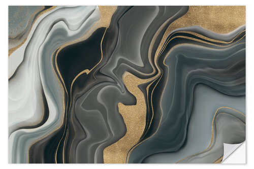 Wall sticker Marbled Elegance, Gold Grey