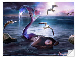 Selvklebende plakat Purple Mermaid