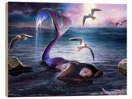 Hout print Purple Mermaid