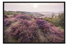 Gerahmter Kunstdruck Heidelandschaft am Morsumer Kliff auf Sylt
