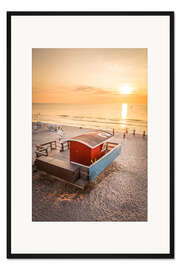 Gerahmter Kunstdruck Sonnenuntergang am Weststrand in Kampen auf Sylt