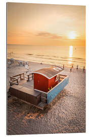 Quadro em plexi-alumínio Sunset on the west beach in Kampen on Sylt