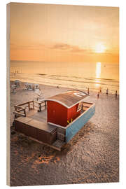 Cuadro de madera Sunset on the west beach in Kampen on Sylt