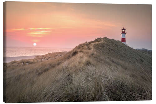 Lærredsbillede Sunrise at the List-Ost lighthouse on Sylt