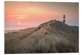 Hartschaumbild Sonnenaufgang am Leuchtturm List-Ost auf Sylt