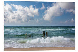 Print på skumplade Old groynes on the beach of Rantum, Sylt