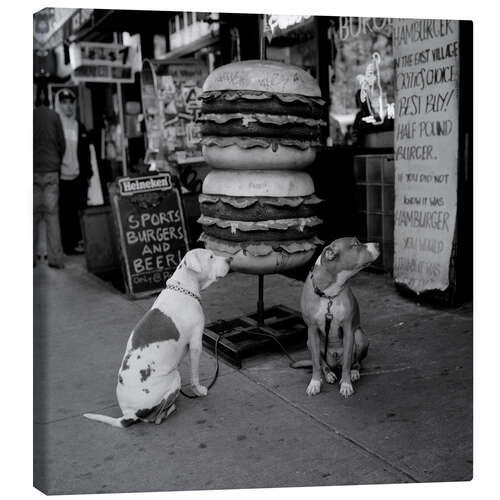 Leinwandbild Hunde vor einem Burger Laden, East Village New York