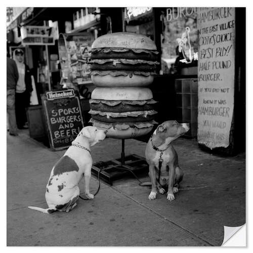 Wandsticker Hunde vor einem Burger Laden, East Village New York