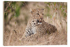 Holzbild Ruhender Leopard