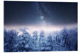 Acrylic print Winter landscape with the Milky Way