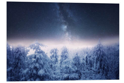 Foam board print Winter landscape with the Milky Way