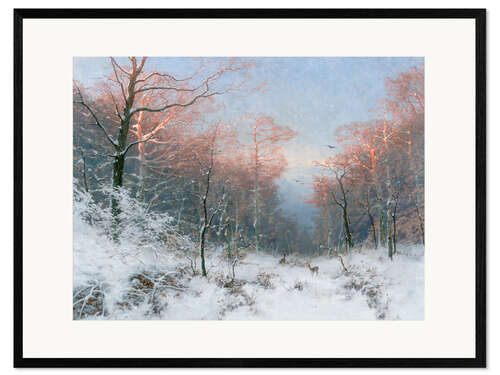 Gerahmter Kunstdruck Winterabend im Walde