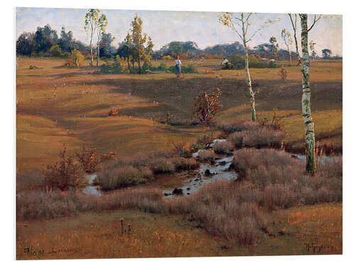 Tableau en PVC Moss landscape near Dachau with a couple of farmers