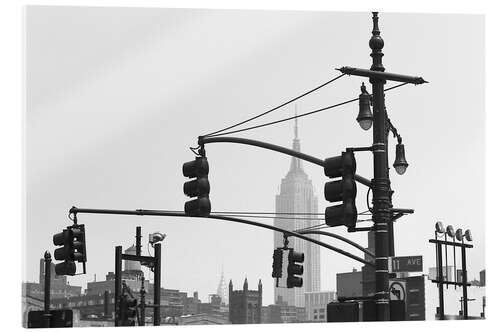 Acrylglasbild Ampeln mit Empire State und Crysler Building