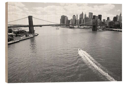 Wood print Broolkyn Bridge and Skyline