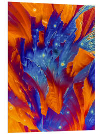 Foam board print Blue and orange crystals explosion