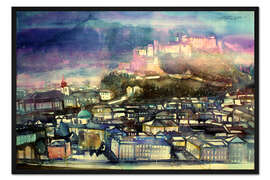 Gerahmter Kunstdruck Salzburg, Blick zur Festung