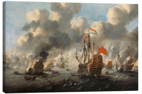 Canvas print English fleet before Chatham