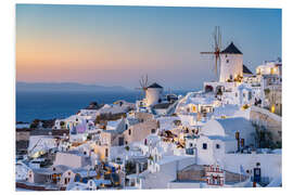 Foam board print Sunset in the village of Oia on Santorini